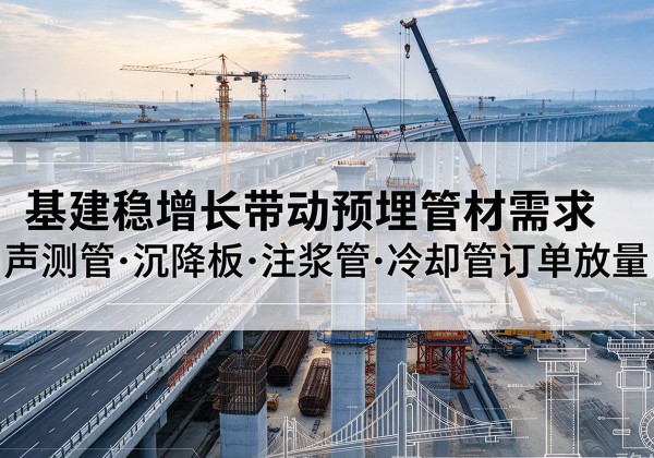会同基建稳增长带动预埋监测管材需求，声测管、沉降板、注浆管订单持续放量